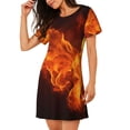 thumbnail image 2 of Gukieu Fiery Orange Flames Energy Print Women's Nightgown, A-line Round Neck Short-sleeved Nightgown Pajamas Home Wear Suitable for Home and Outing, 2 of 6