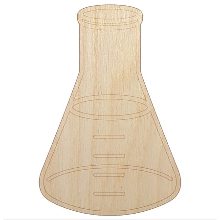 Glass Erlenmeyer Flask Chemistry Science Wood Shape Unfinished Piece Cutout Craft DIY Projects - 4.70 Inch Size - 1/8 Inch Thick