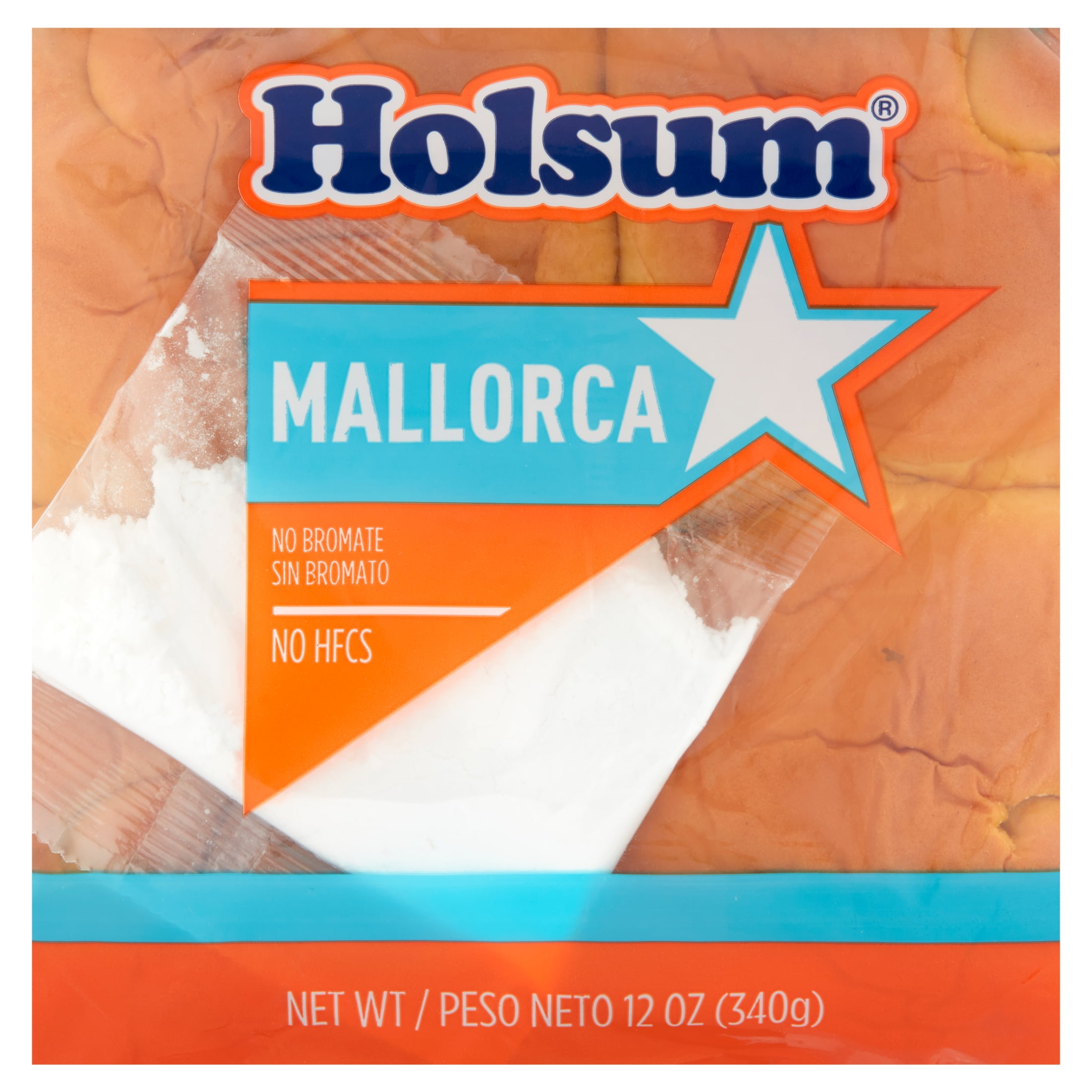 Holsum, Mallorca Bun with Sugar Pack, 12oz, 4 Count, Regular Size, Shelf Stable, Bag