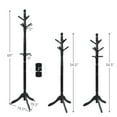 thumbnail image 2 of Patiojoy Free Standing Coat Rack Solid Wood Cat Tree w/9 Hooks & 2 Adjustable Height Black, 2 of 5