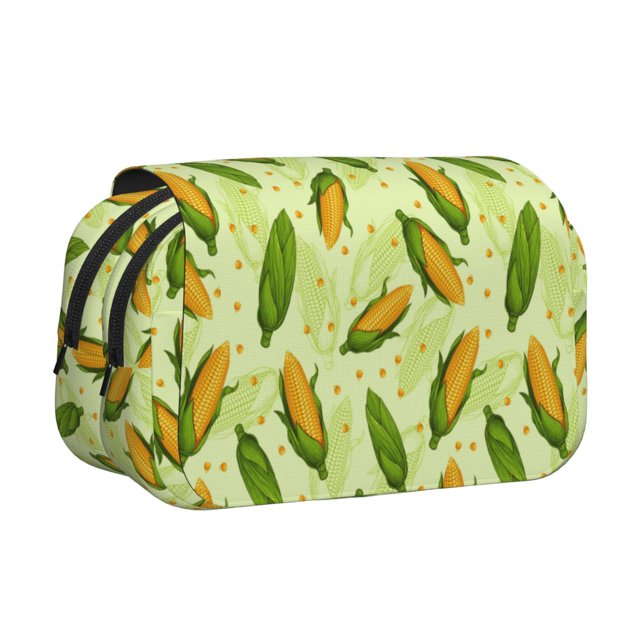 Disketp Fresh Corn Estuche de Lápices de Doble Capa con Tapa Abatible y Cremallera, Organizador Escolar para Adolescentes y Adultos