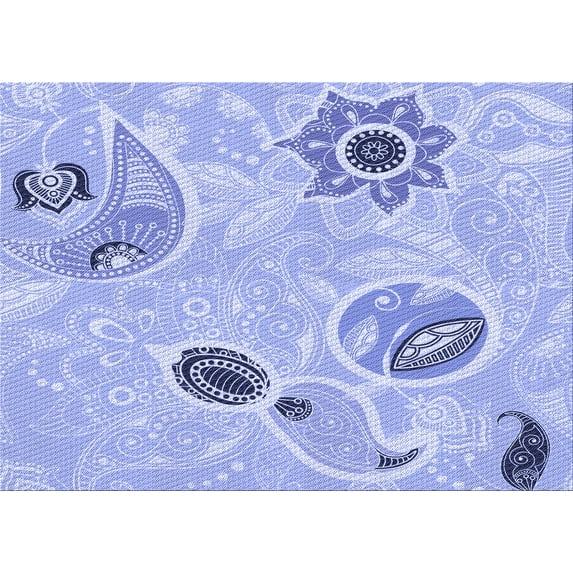 Ahgly Company Machine Washable Indoor Rectangle Transitional Blue Area Rugs, 7' x 10'
