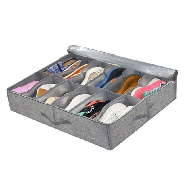 OUSITAID Under Bed Shoe Storage Organizer with Clear Window Shoes Container for Home Bedroom Living Room