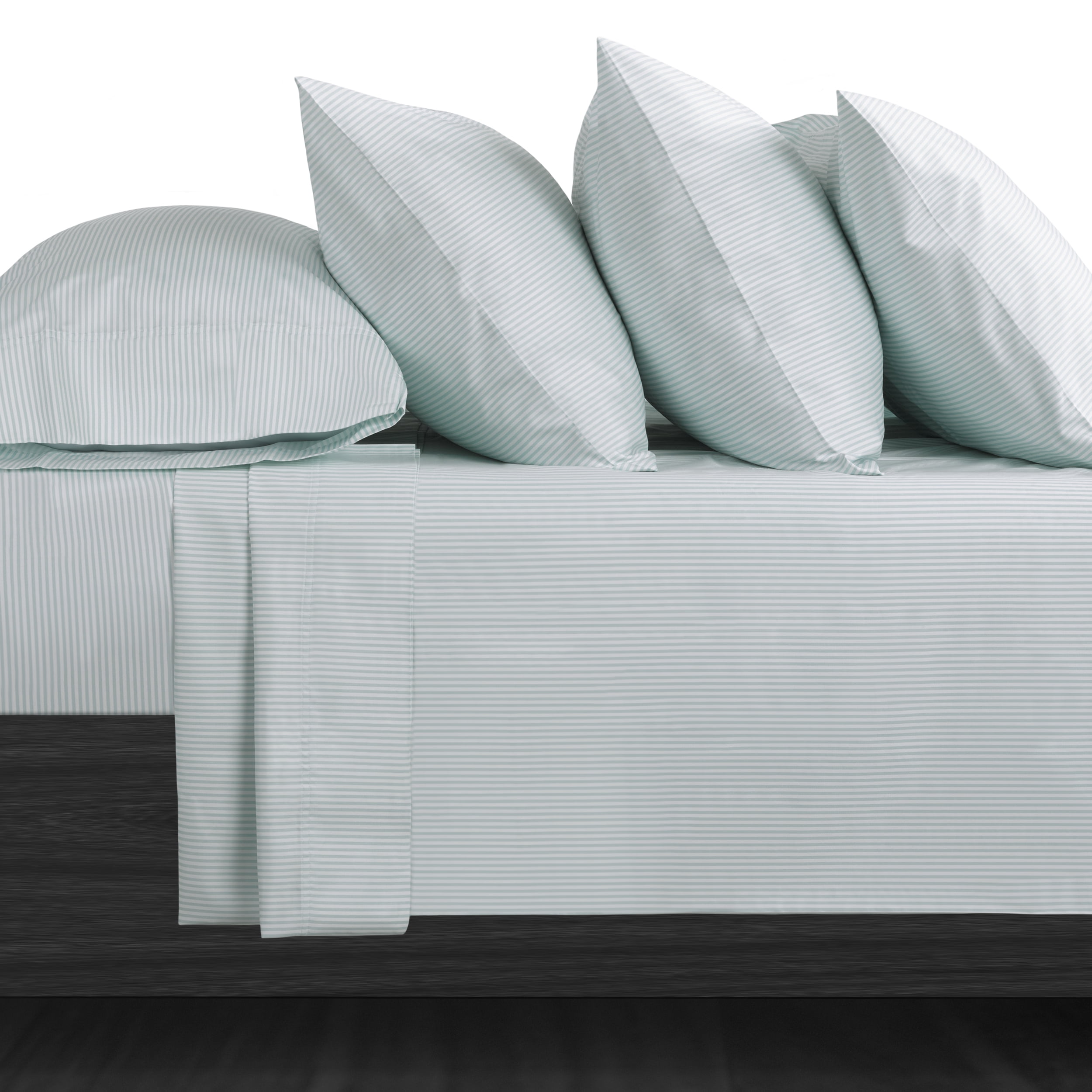 Serta 6-Piece 800 Thread Count Blue Stripe Cotton Rich Adult Bed Sheet Set, Full - Deep Pocket