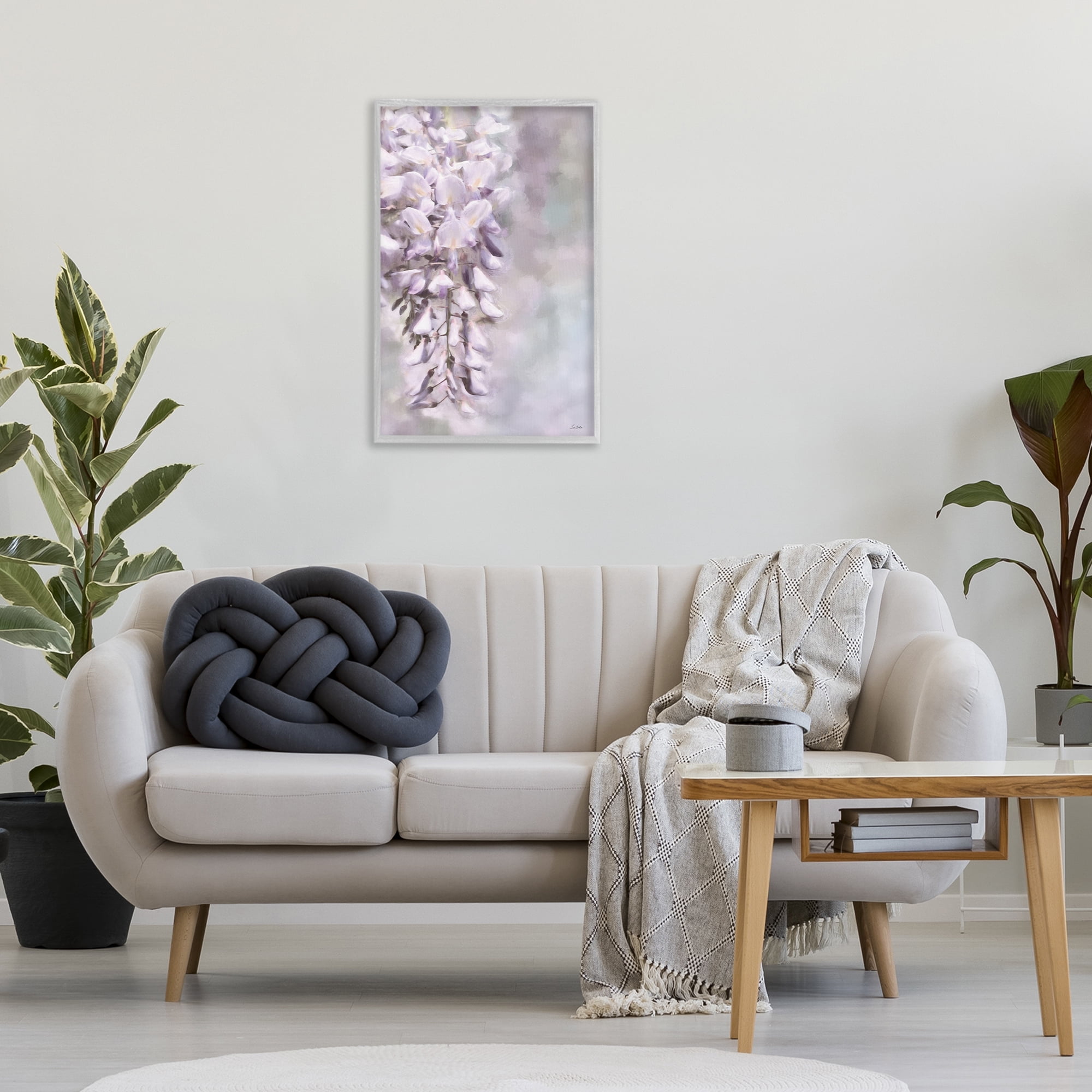 Stupell Industries Soft Foxglove Petals Botanical & Floral Painting Gray Framed Art Print Wall Art, 20 x 30