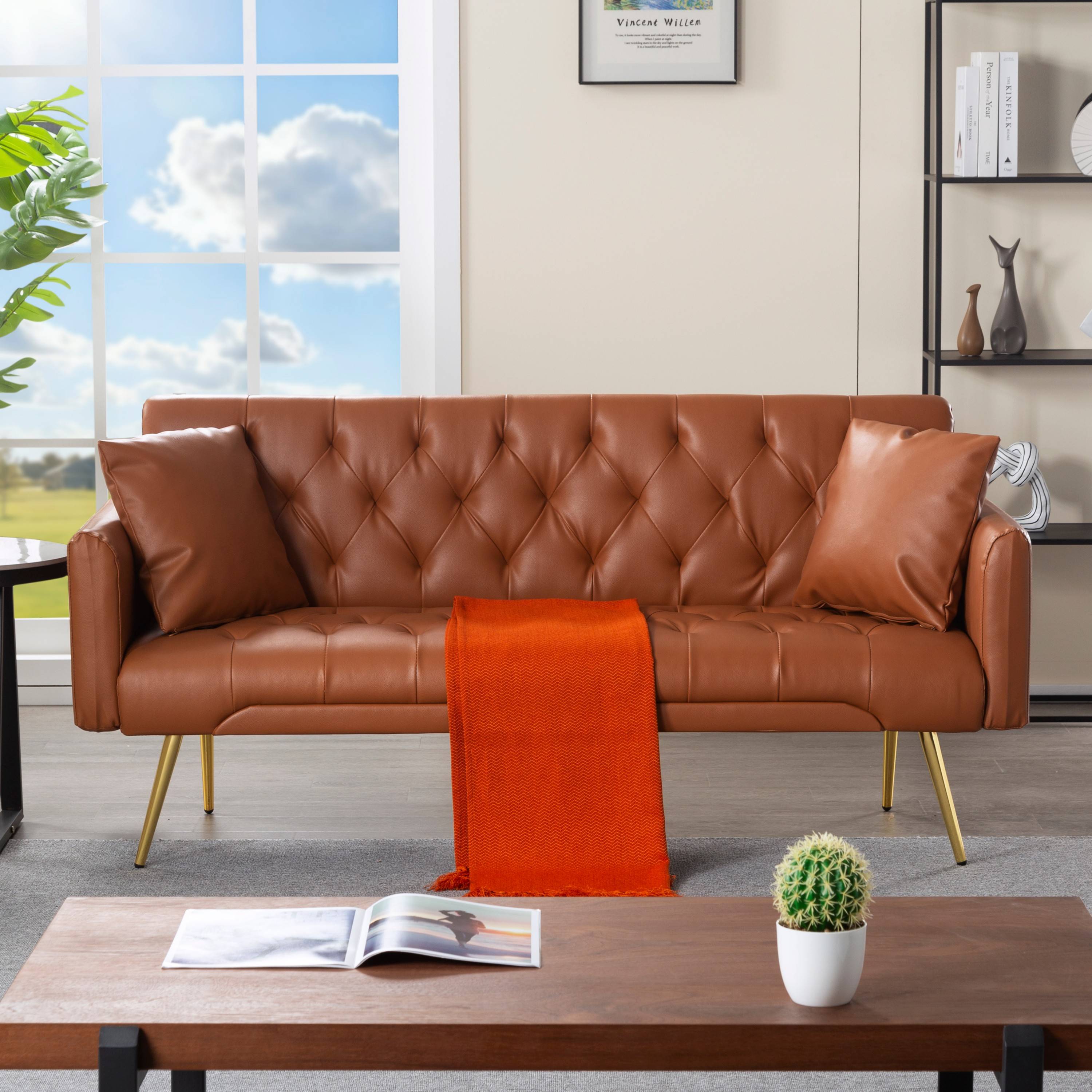 BSHTI 68 inch Modern Futon Sofa Bed, Modern Converted Sofa Bed Couch ,Functioning Futon Sleeper Sofa for Livingroom