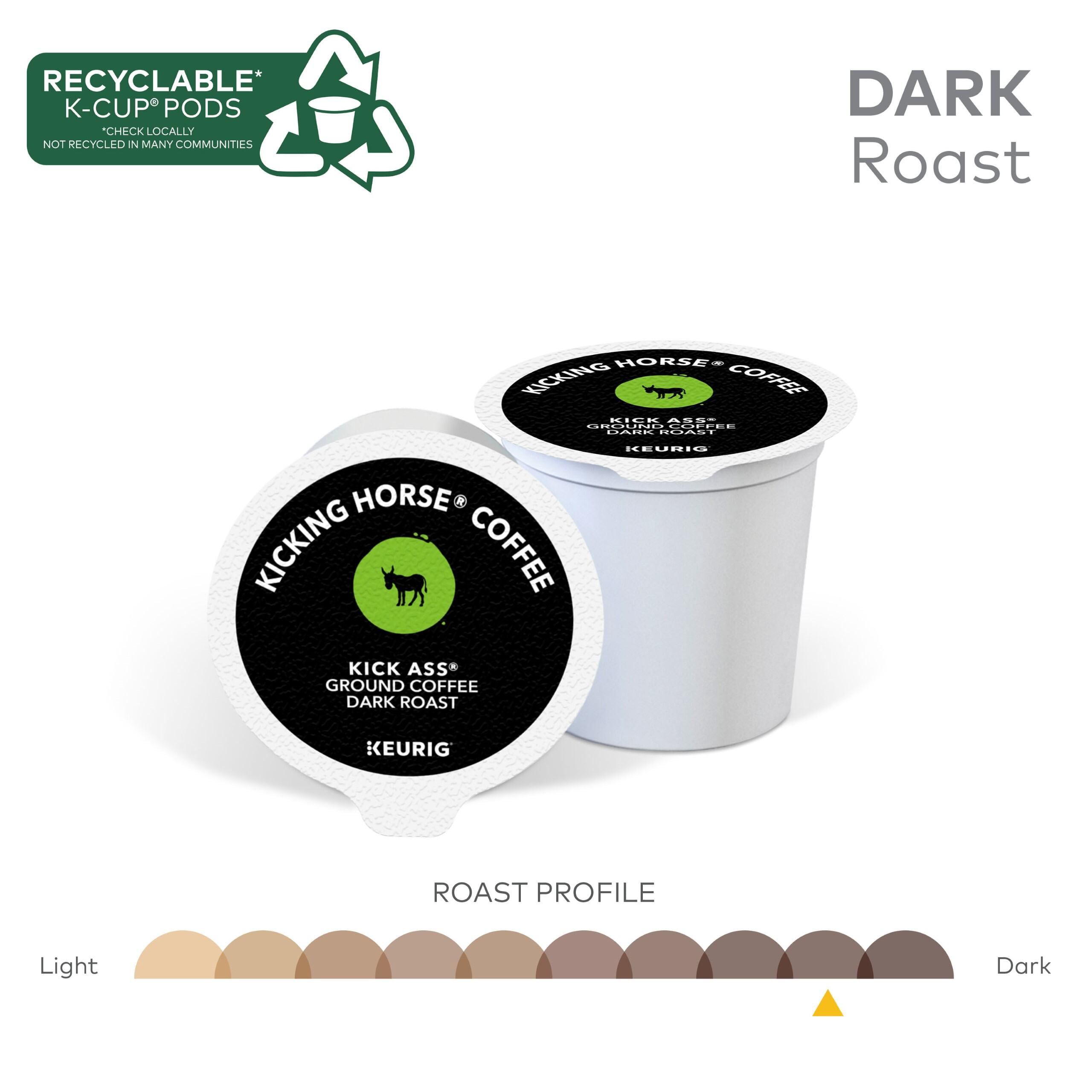 Kicking Horse Coffee, Kick Ass, Single Serve Keurig K-Cup Pods, Dark Roast Coffee, 60-Count Box