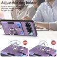 thumbnail image 5 of For Google Pixel 10 Pro XL Phone Case Wallet with Card Holder,PU Leather Metal Ring Buckle Holder Kickstand  Women Men Magnetic Cover,Purple,For Pixel 10 Pro XL, 5 of 7