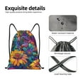 thumbnail image 4 of Xecao Psychedelic Sunflowers Pattern Sports Drawstring Backpack - String Swim Gym Bag with Wet Proof Pocket for Women&Men-Small, 4 of 6