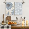 thumbnail image 2 of Blue Floral Leaves Boho Kitchen Towels Dish Towels, 18x26 Inch Seasonal Decoration Hand Towels Set of 4, 2 of 6