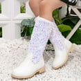 thumbnail image 2 of Mostsola Girls Boots Mid Calf Round Toe Glitter Toddler Western Riding Shoes Side Zipper Long Boots, 2 of 8