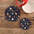thumbnail image 2 of SKYSONIC 2Pcs Trivet Pot Holder, Christmas Gingerbread Cookies Candy Round Woven Potholders Set Cotton Braided Hot Pads Coasters Table Mats for Cooking and Baking, 2 of 7