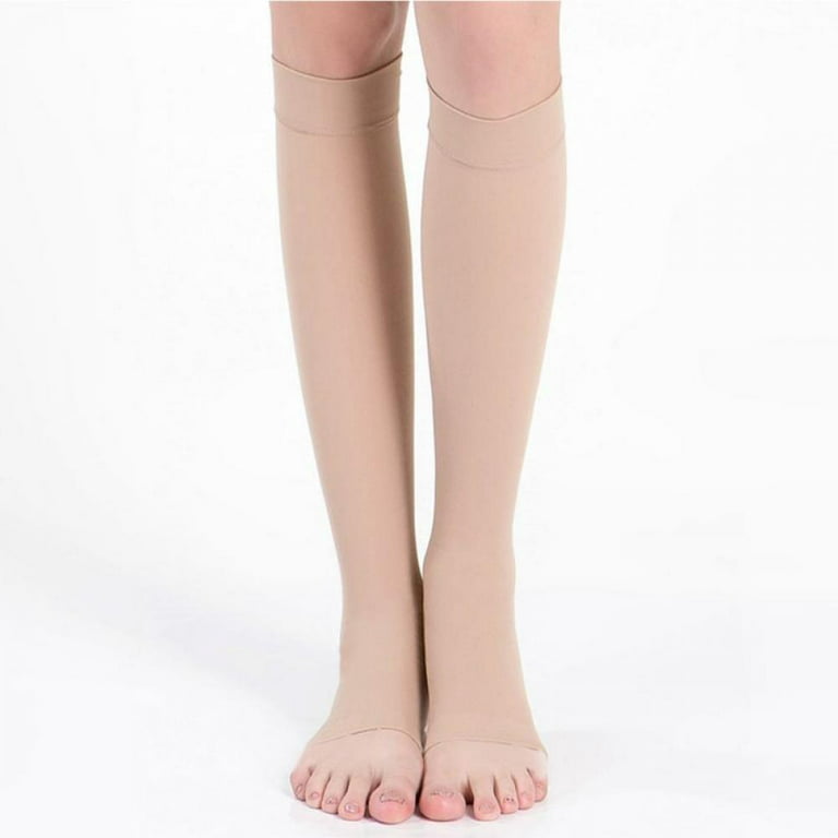 Open Toe Compression Socks Women Knee High Toeless 15-25 mmHg 