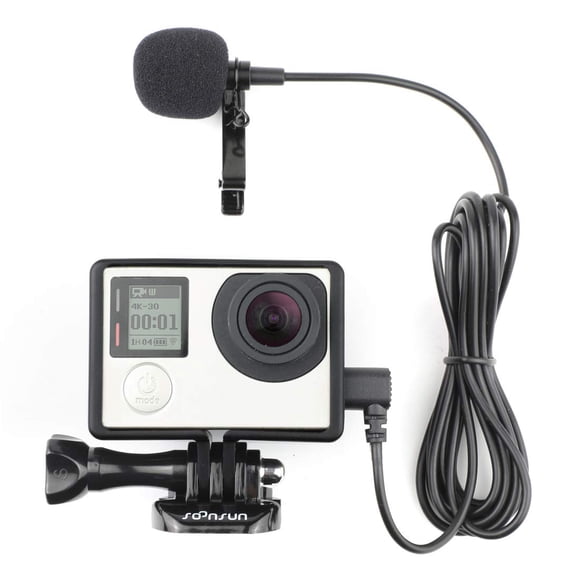 Funda de montaje en marco con micrófono Lavalier para GoPro Hero 3-4