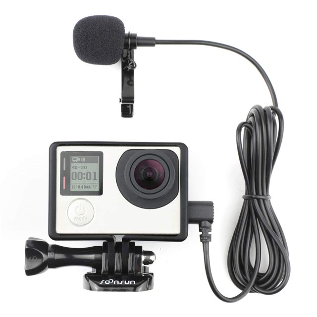 Funda de montaje en marco con micrófono Lavalier para GoPro Hero 3-4