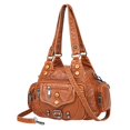 thumbnail image 3 of Xuanheng Sac à Main Mode Bourse Seau Sac Cartable Sangle Ajustable Porte-Monnaie Support PU Souple Brun, 3 of 8