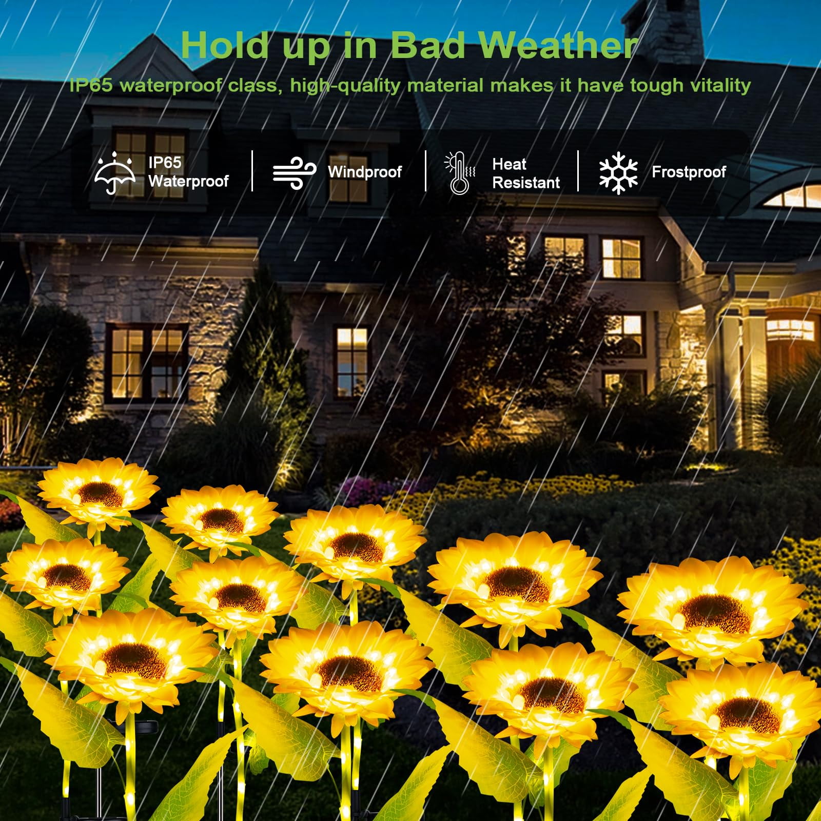 4 Packs Solar Sunflower Lights Garden Decor, Artificial Sunflowers Solar Garden Decorative Lights with Glowing Stems,Waterproof Solar Outdoor Lights for Lawn, Patio, Yard, Pathway