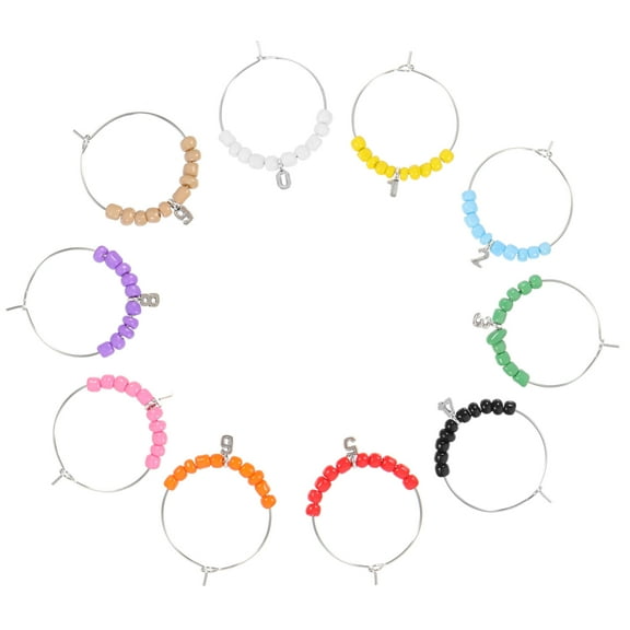 MLINS 10pcs Reusable Tag Rings Beads Wine Glass Charms Party Wine Glass Markers