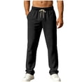 thumbnail image 2 of Bixock Men Casual Pants,Sweatpants for Men Solid Color Slub Linen Drawstring Pockets Fashion Long Pants Breathable Pants, 2 of 6