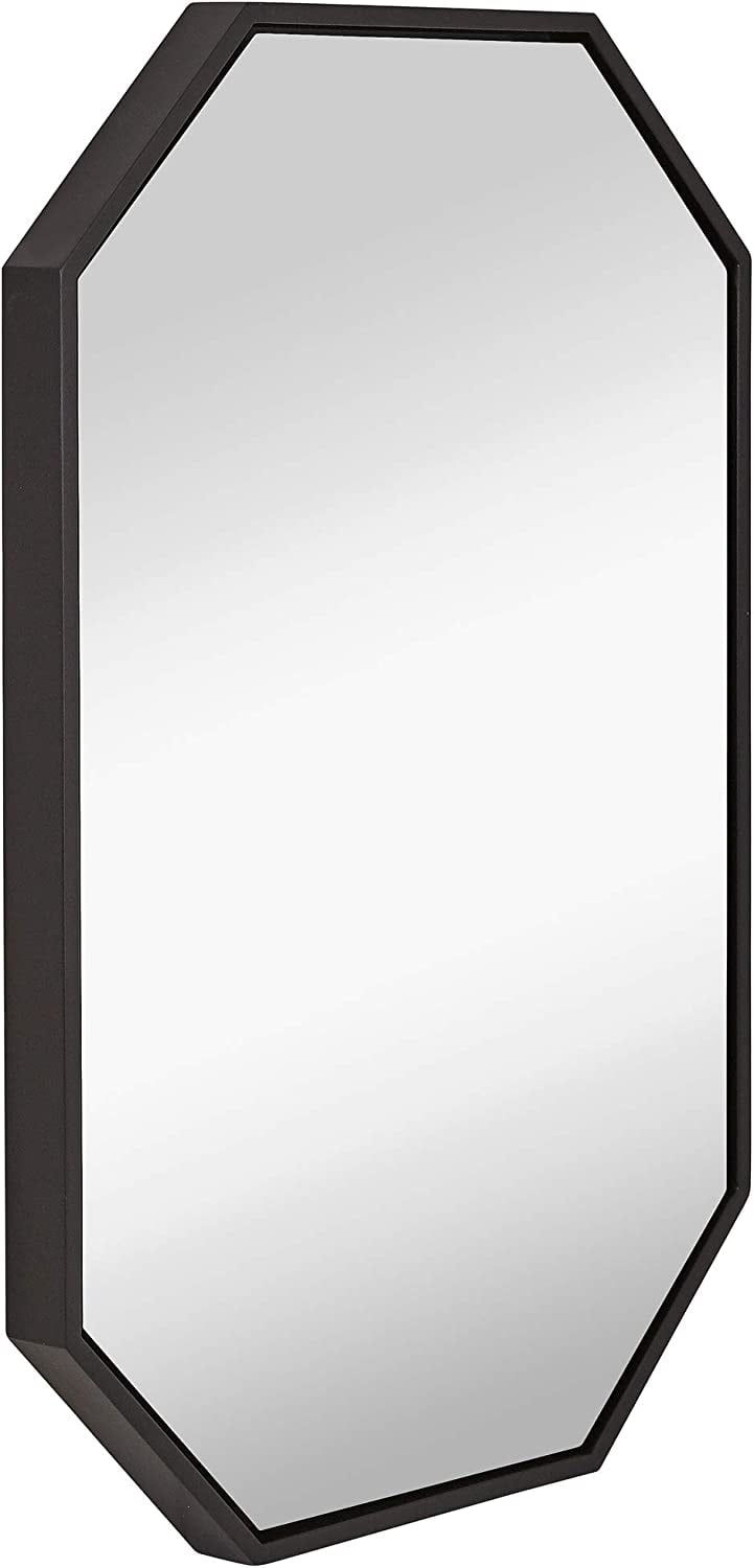 Hamilton Hills Modern Black Frame Octagon Wall Mirror 24