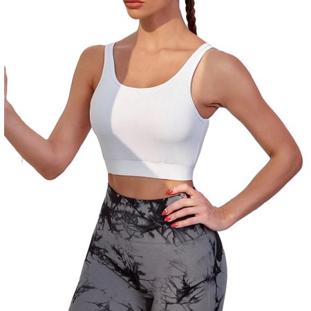 

Plain Round Neck White Women Sports Bras Women s