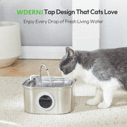 Cat Water Fountain Stainless Steel, 3.2L/108oz Automatic Pet Water Fountain with Water Level Window, Ultra-Quiet Pump Pet Water Dispenser for Cats, Dogs, Multiple Pets, Dishwasher Safe