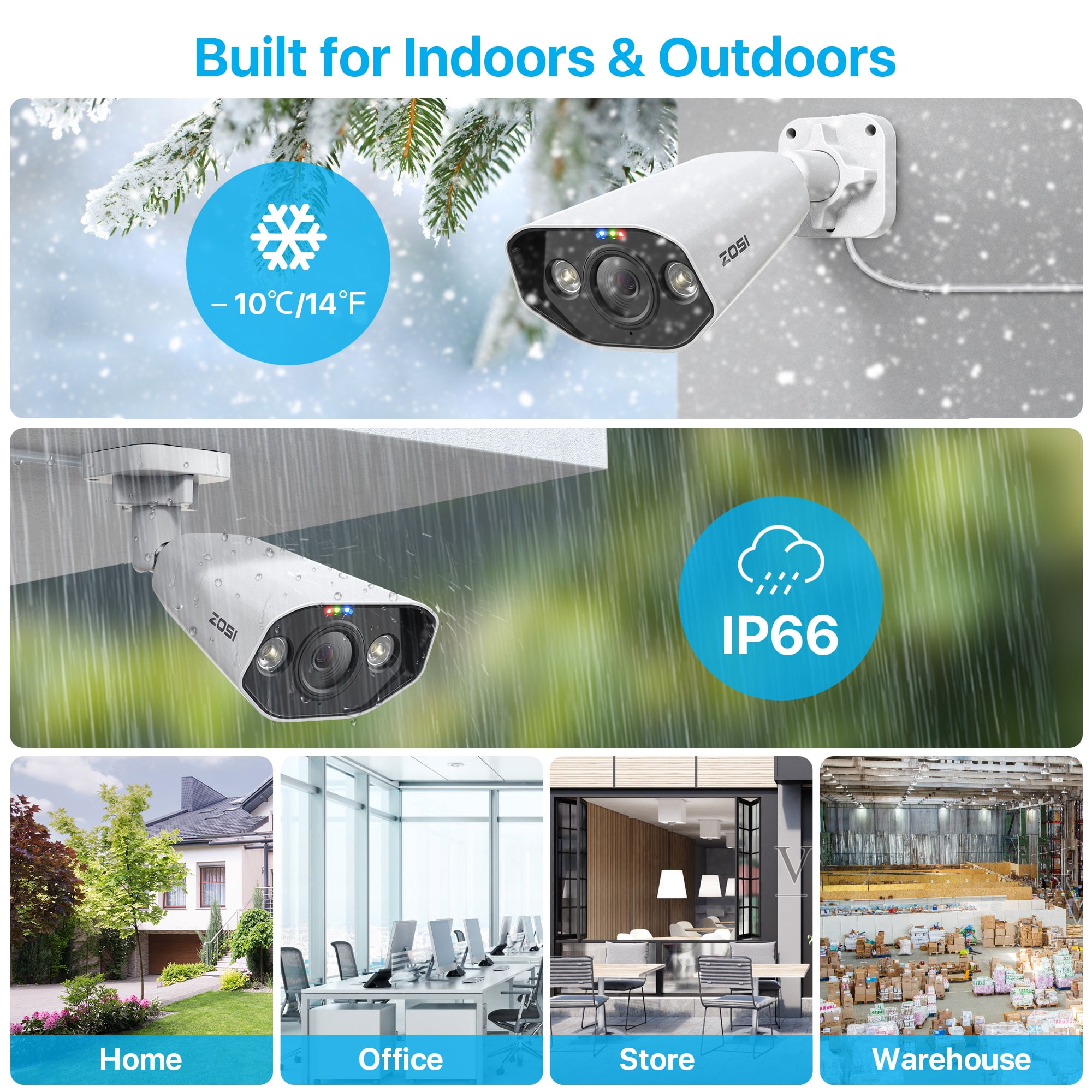 ZOSI 16CH 4K Home Security Camera System, 8pcs Wired 8MP Outdoor PoE IP Cameras with AI Person Vehicle Detection, 4K 16CH NVR with 4TB HDD for 24-7 Recording,