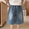 thumbnail image 4 of BYHONG Boy Baggy Jorts High Waisted Wide Leg Loose Denim Jean Shorts Cute Casual Y2k 2025 Trendy Summer Shorts with Pockets Blue 100, 4 of 6