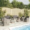 thumbnail image 1 of vidaXL 8 Piece Garden Lounge Set with Cushions Poly Rattan Grey, 1 of 5