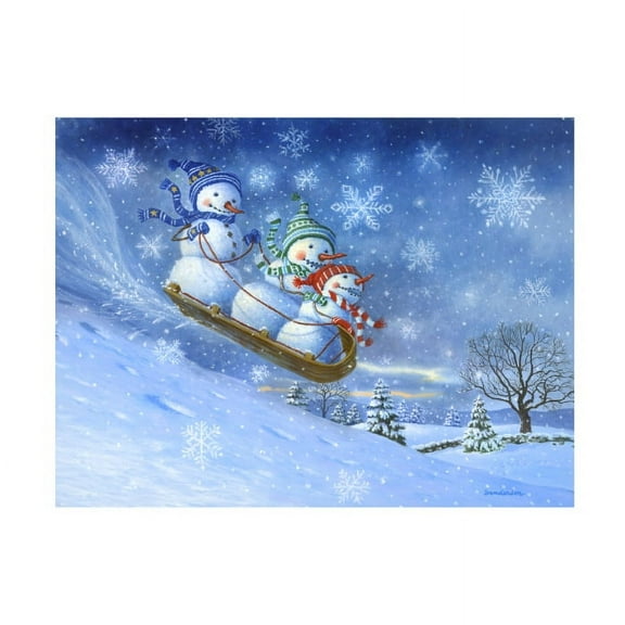 Ruth Sanderson 'Sledding Snowmen' Canvas Art