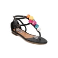 thumbnail image 1 of New Women Cape Robbin Leela-3 Leatherette T-Strap Sequinned Ornament Sandal, 1 of 5