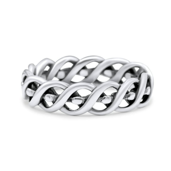 Infinity Twisted Rope Style Braided Oxidized Band 925 Sterling Silver Size 5