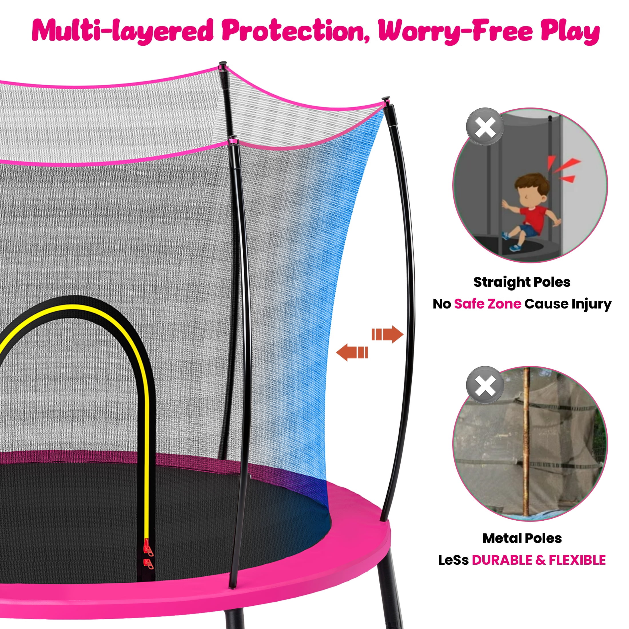 4.5FT Trampoline with Safety Enclosure for Kids, SEGMART Toddler Trampoline with Basketball Hoop, Kids Trampoline with Jumping Mat, Mini Trampoline, Indoor Trampoline, Gifts for Boys Girls, 110LBS