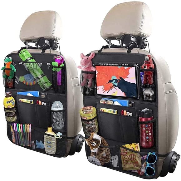 Uleeka Organizador De Asiento Trasero De Coche Con Soporte De Mesa De 10.0 In, 9 Bolsillos De Almacenamiento, Protectores De Respaldo De Asiento, Alfombrillas Para Niños Pequeños, Accesorios De Viaje,