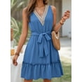 thumbnail image 6 of HVEOO Womens Summer Dresses 2025 Loose V Neck Sleeveless A-line Sundresses, Blue Size L, 6 of 6