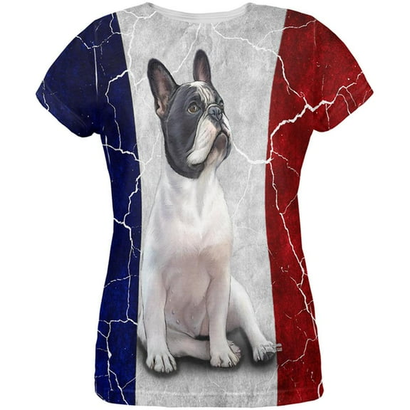 French Bulldog Live Forever Flag All Over Womens T Shirt Multi X-LG