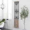 thumbnail image 3 of DecMode Brown Wood Distressed Door Inspired Panel Scroll Wall Decor with Black Metal Wire Details, 3 of 16