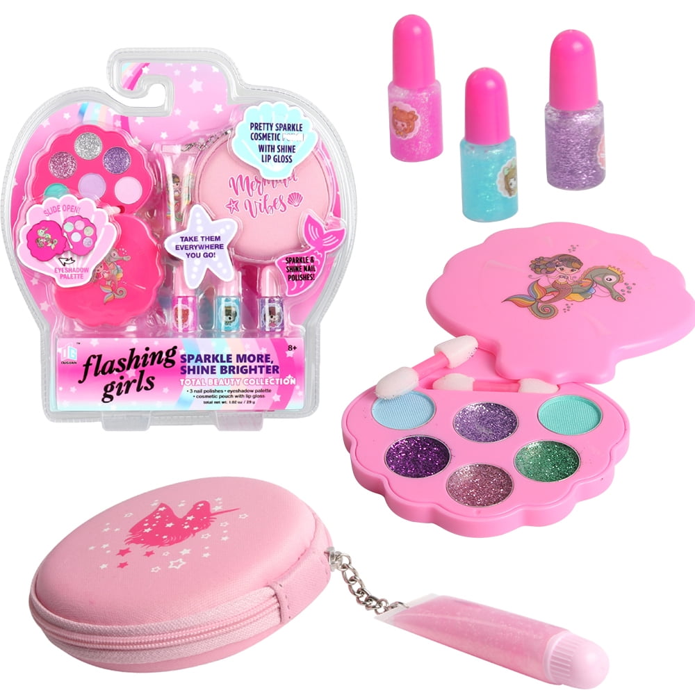 LNKOO Kids Makeup Kit for Girls Real Kids Cosmetics Make Up Set ,Nail