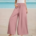 thumbnail image 2 of Bovemsi Casual Pants for Women Womens Wide Leg High Waisted Adjustable Tie Knot Flowy Trousers Beach Palazzo Casual Wide Leg Trousers with Pockets, 2 of 5
