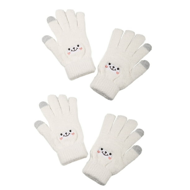 2 pares de guantes de algodón con cinco dedos para pantalla táctil para ciclismo, cálidos y bonitos para invierno, para mujer, 717