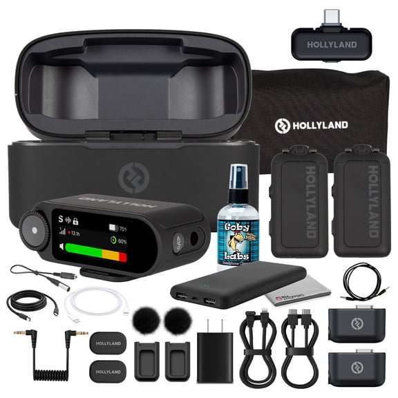Hollyland LARK MAX 2 Combo Wireless Microphone Bundle with XLR Adapter and Audio Cables, 2-Person 2.4GHz Mic Kit for Camera and Phone