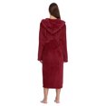 thumbnail image 3 of PajamaX Hooded Womens Robe, Long Plush Robes for Women, Two Side Pockets and Belts, Warm and Cozy (M, Burgundy), 3 of 7