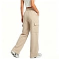 thumbnail image 4 of Jalioing Cargo Sweatpants for Teen Girl Loose Straight Leg Elastic Waist Pants Casual Thermal Fleece Lined Trousers, 4 of 7
