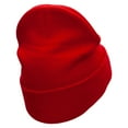 thumbnail image 3 of Block Inside Grid Heart Embroidered 12 Inch Long Knitted Beanie - Red OSFM, 3 of 5