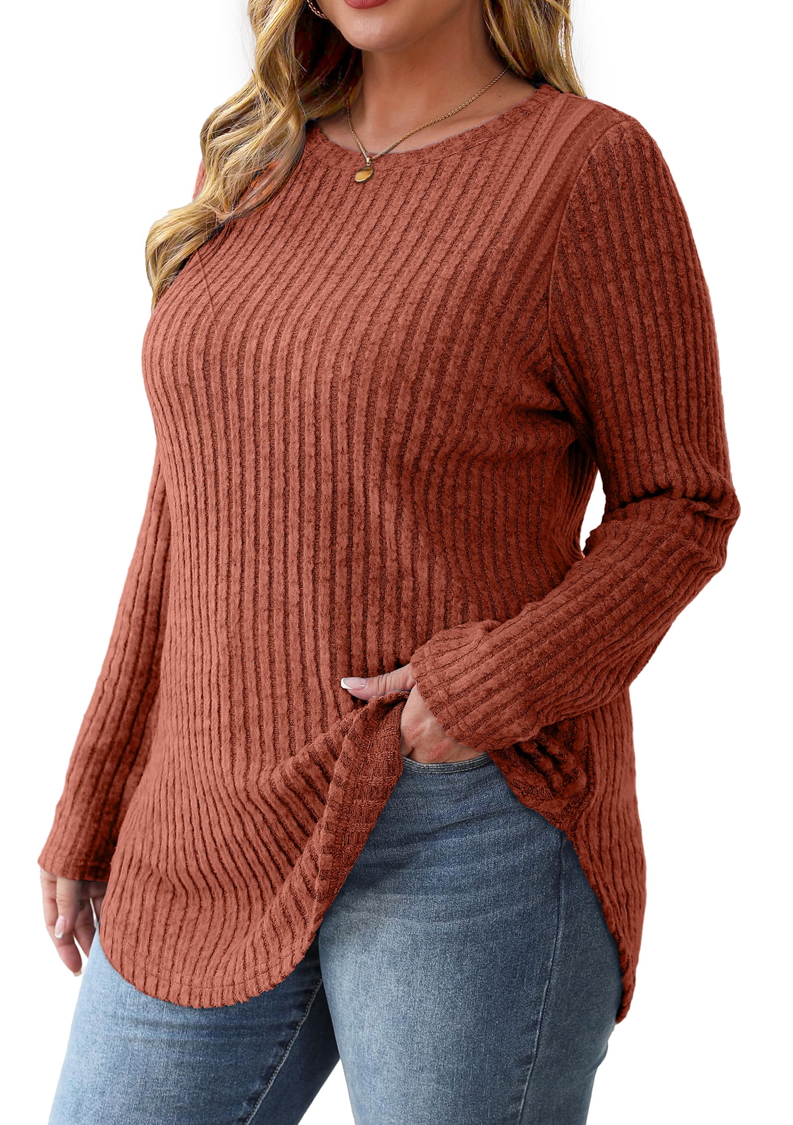 Fantaslook Long Sleeve Shirts for Women Casual Tunic Tops Dressy Crew Neck Pullover Fall Lightweight Sweaters for Women