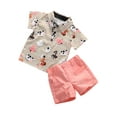 thumbnail image 2 of Bagilaanoe 2pcs Toddler Baby Boy Short Pants Set Short Sleeve Print Shirt Tops + Shorts 6M 12M 2T 3T 4T 5T Kids Casual Summer Outfits, 2 of 8