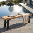 thumbnail image 2 of FFZ Outdoor Bench with Slat Panel Design Acacia Wood Frame, Natural And Grey, 2 of 9
