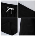 thumbnail image 4 of Zimjoy Men's Corduroy Shorts Loose Elastic Drawstring Bermuda Soft Knee Length Summer Shorts with Large Pockets, Black L, 4 of 5