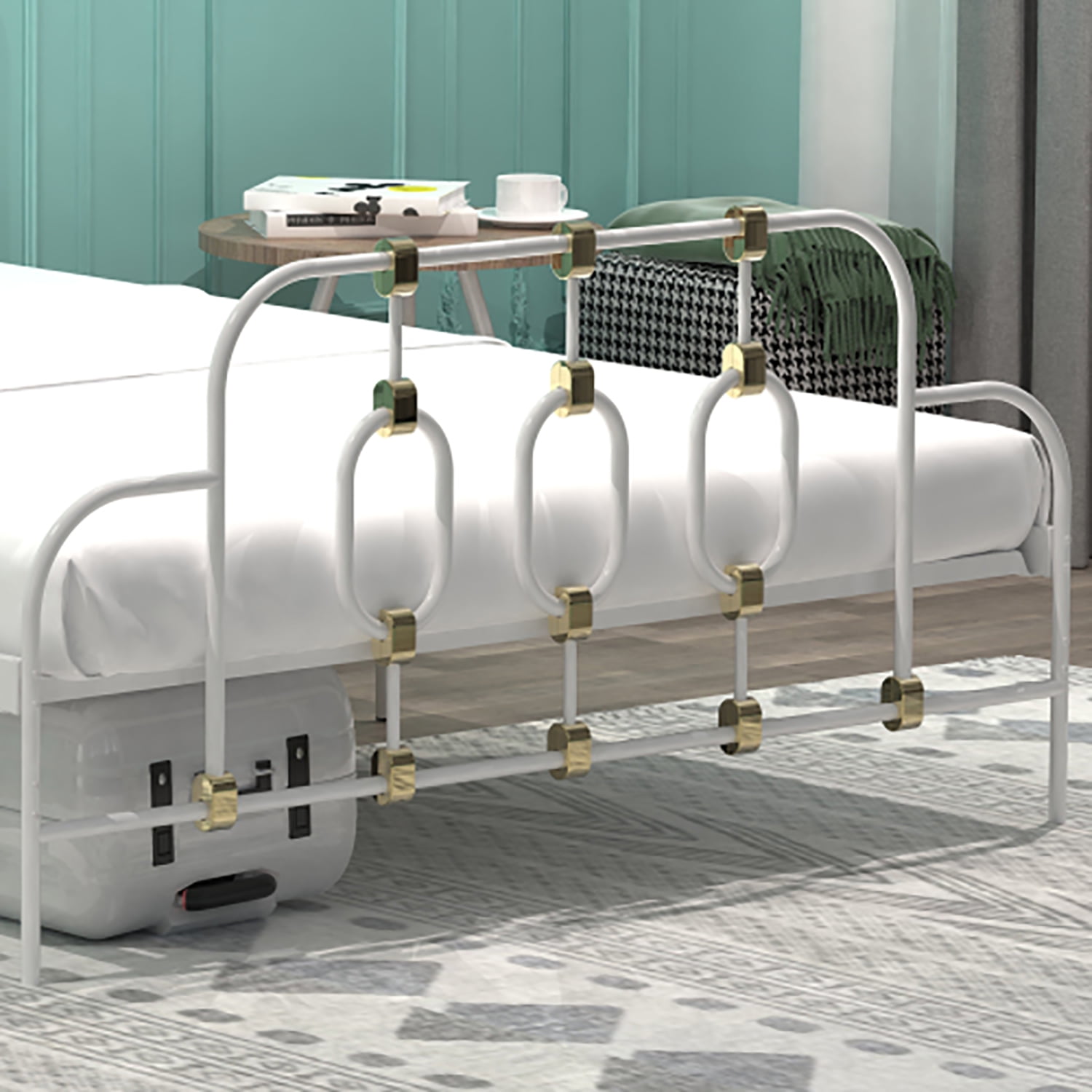 Resenkos Classic Metal Platform Bed Frame, Full Size Bed Frame with Vintage Headboard and Footboard Platform Base, White Resenkos Classic Metal Platform Bed Frame, Full Size Bed Frame with Vintage Headboard and Footboard Platform Base, White