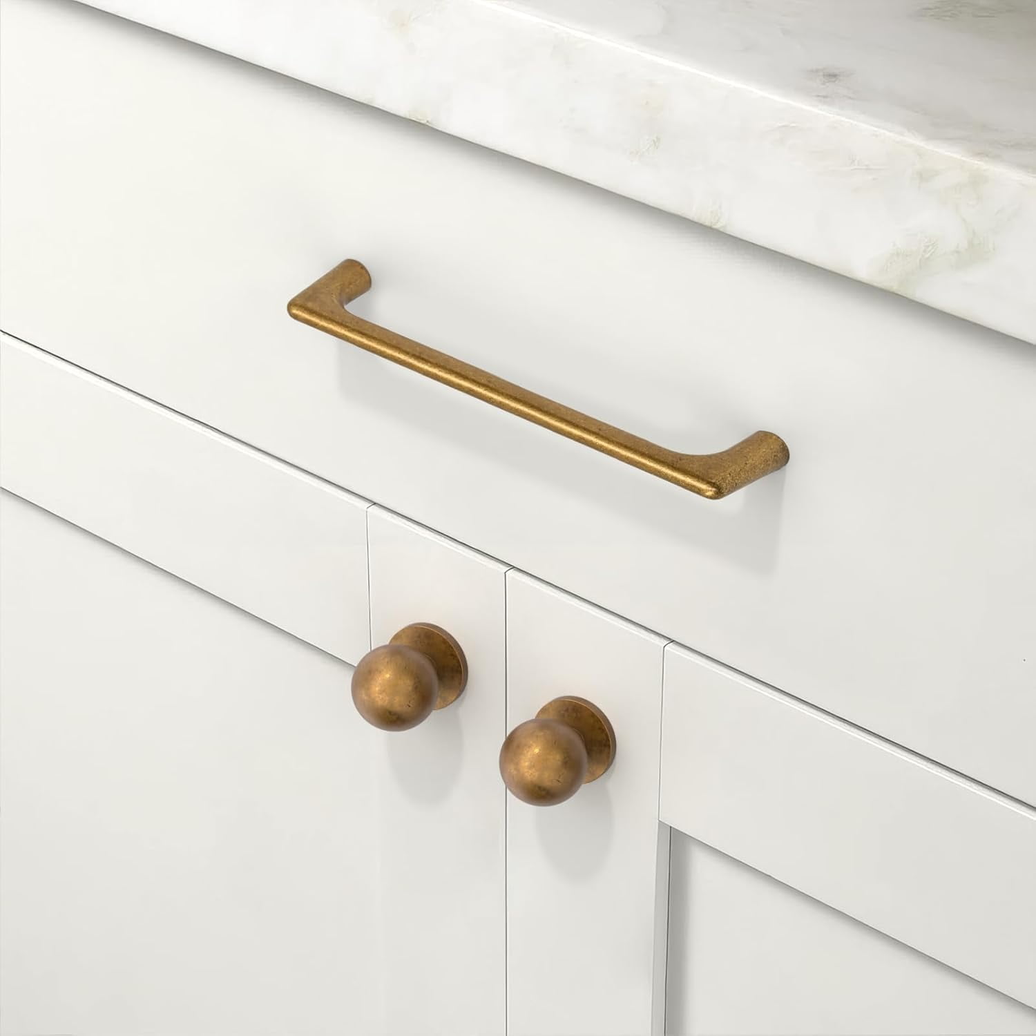 10 Pack Antique Brass Kitchen Cabinet Knobs 1 Inch(25mm) Cabinet Pulls Drawer Knobs Cabinet Hardware Zinc Knobs for Drawers